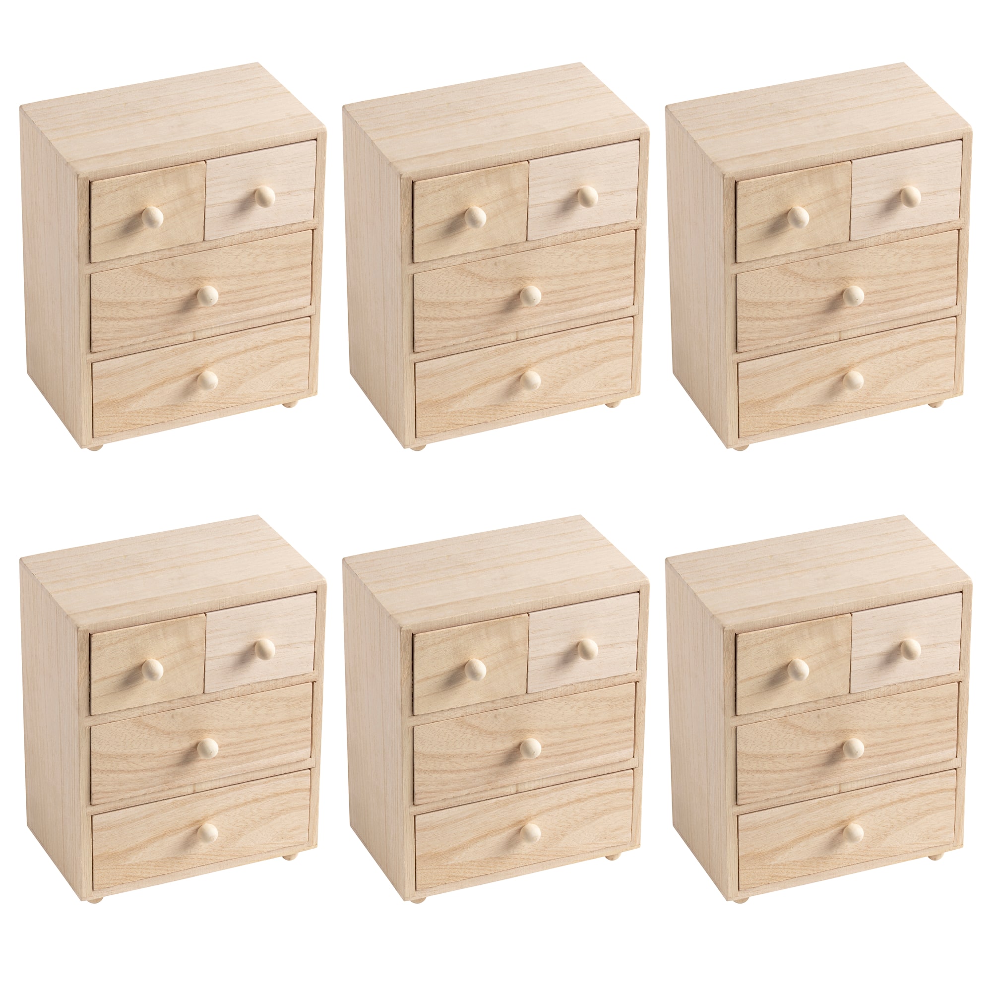 6 Pack: 7.5" 4-Drawer Wood Box by Make Market®